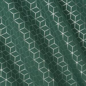Zelený záves CUBE so strieborným geometrickým vzorom 140x250 cm