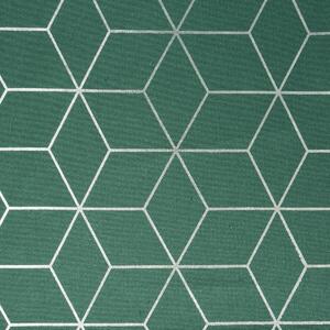 Zelený záves CUBE so strieborným geometrickým vzorom 140x250 cm