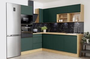 Rohová kuchyňa Aurelia ľavý roh 240x180 cm (zelená mat, lak)