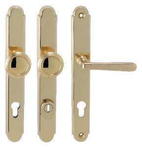 Ochranné kovanie MP Alt Wien (OLV) - PZR kľučka-kľučka pravá otvor na cylindrickú vložku/OLV (mosadz leštená a lakovaná)