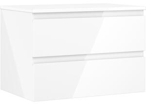 Mexen Orio, kúpeľňová skrinka 70 cm s hornou časťou, 2 zásuvky, biela lesklá, 91A10-07047-2-BFFC00