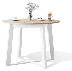 Jedálenský stôl Fiore rozkladací 100-145x76x100 cm (dub, biela)
