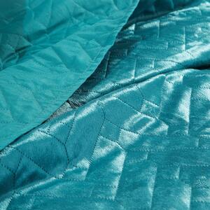 Tyrkysový zamatový prehoz na posteľ LUIZ 70x160 cm