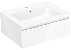 Mexen Orio, kúpeľňová skrinka 60 cm s umývadlom Otis, 1 zásuvka, biela lesklá, 91A10-06023-1-BF00-W18M00