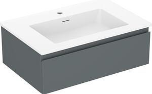 Mexen Orio, kúpeľňová skrinka 70 cm s umývadlom Otis, 1 zásuvka, grafitová matná/biela matná, 91A10-07023-1-BF66-W18M01