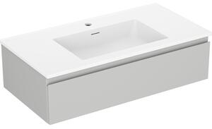 Mexen Orio, kúpeľňová skrinka 90 cm s umývadlom Otis, 1 zásuvka, šedá matná/biela matná, 91A10-09023-1-BF62-W18M01