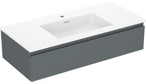 Mexen Orio, kúpeľňová skrinka 100 cm s umývadlom Otis, 1 zásuvka, grafitová matná/biela matná, 91A10-10023-1-BF66-W18M01
