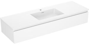 Mexen Orio, kúpeľňová skrinka 140 cm s umývadlom Otis, 1 zásuvka, biela matná, 91A10-14023-1-BF01-W18M01
