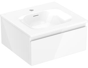Mexen Orio, kúpeľňová skrinka 50 cm s umývadlom Vela, 1 zásuvka, biela lesklá, 91A10-05023-1-BF00-W23M00