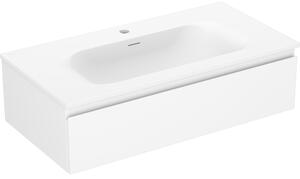 Mexen Orio, kúpeľňová skrinka 90 cm s umývadlom Vela, 1 zásuvka, biela matná, 91A10-09023-1-BF01-W23M01