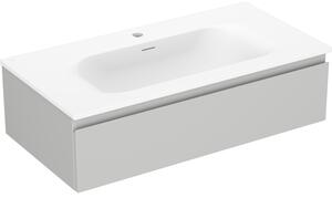 Mexen Orio, kúpeľňová skrinka 90 cm s umývadlom Vela, 1 zásuvka, šedá matná/biela matná, 91A10-09023-1-BF62-W23M01