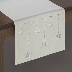 Behúň na vianočný stôl MARCO s aplikáciou zirkónových hviezd 33 x 140 cm