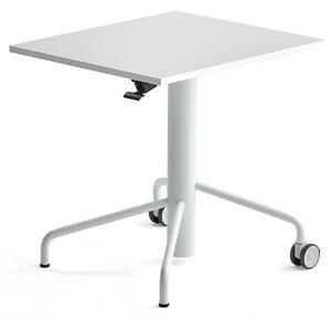 Výškovo nastaviteľný stôl ARISE, 600x700 mm, laminát - biela, biela