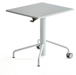 Výškovo nastaviteľný stôl ARISE, 600x700 mm, laminát - šedá, biela