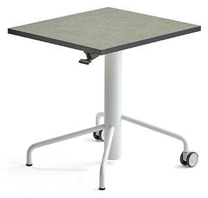 Výškovo nastaviteľný stôl ARISE, 600x700 mm, linoleum - šedá, biela