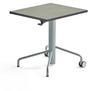 Výškovo nastaviteľný stôl ARISE, 600x700 mm, linoleum - šedá, šedá