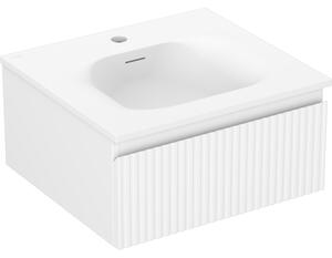 Mexen Rivel, kúpeľňová skrinka 50 cm s umývadlom Vela, 1 zásuvka, drážkovaná, biela matná, 91A20-05023-1-BF01-W23M01