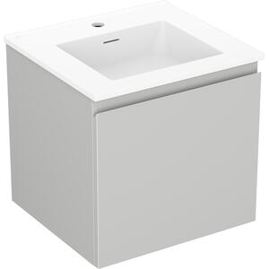 Mexen Orio, kúpeľňová skrinka 50 cm s umývadlom Otis, 1 zásuvka, šedá matná/biela matná, 91A10-05047-1-BF62-W18M01