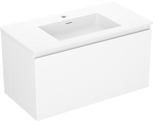 Mexen Orio, kúpeľňová skrinka 90 cm s umývadlom Otis, 1 zásuvka, biela matná, 91A10-09047-1-BF01-W18M01