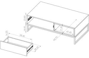 MEBLINE Konferenčný stolík OLIVIER OE05 biely / dub artisan