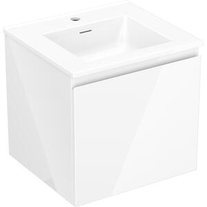 Mexen Orio, kúpeľňová skrinka 50 cm s umývadlom Otis, 1 zásuvka, biela lesklá, 91A10-05047-1-BF00-W18M00