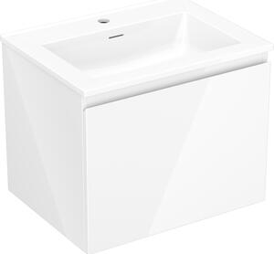 Mexen Orio, kúpeľňová skrinka 60 cm s umývadlom Otis, 1 zásuvka, biela lesklá, 91A10-06047-1-BF00-W18M00