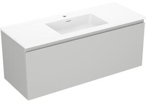 Mexen Orio, kúpeľňová skrinka 120 cm s umývadlom Otis, 1 zásuvka, šedá matná/biela matná, 91A10-12047-1-BF62-W18M01
