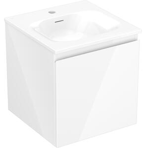 Mexen Orio, kúpeľňová skrinka 45 cm s umývadlom Vela, 1 zásuvka, biela lesklá, 91A10-04547-1-BF00-W23M00
