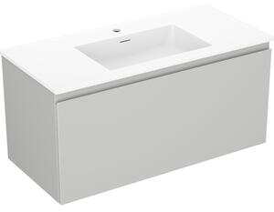 Mexen Orio, kúpeľňová skrinka 100 cm s umývadlom Otis, 1 zásuvka, šedá matná/biela matná, 91A10-10047-1-BF62-W18M01