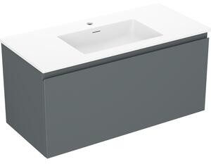 Mexen Orio, kúpeľňová skrinka 100 cm s umývadlom Otis, 1 zásuvka, grafitová matná/biela matná, 91A10-10047-1-BF66-W18M01