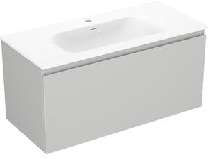 Mexen Orio, kúpeľňová skrinka 100 cm s umývadlom Vela, 1 zásuvka, šedá matná/biela matná, 91A10-10047-1-BF62-W23M01