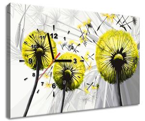 Obraz s hodinami Krásne žlté púpavy Rozmery: 100 x 40 cm