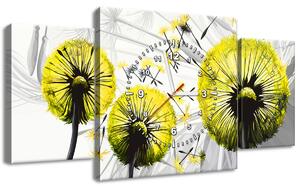Obraz s hodinami Krásne žlté púpavy - 3 dielny Rozmery: 90 x 70 cm