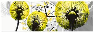 Obraz s hodinami Krásne žlté púpavy - 3 dielny Rozmery: 90 x 30 cm