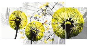 Obraz s hodinami Krásne žlté púpavy - 3 dielny Rozmery: 90 x 70 cm