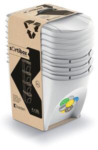 Prosperplast Sada 4 odpadkových košov Soorti na triedený odpad 4 x 25 l biela