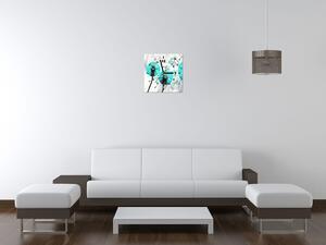 Obraz s hodinami Krásne tyrkysové púpavy Rozmery: 30 x 30 cm