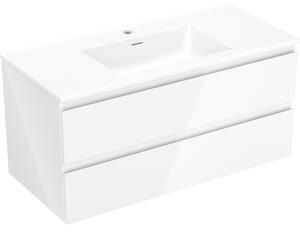 Mexen Orio, kúpeľňová skrinka 100 cm s umývadlom Otis, 2 zásuvky, biela lesklá, 91A10-10047-2-BFF00-W18M00