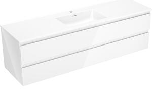 Mexen Orio, kúpeľňová skrinka 160 cm s umývadlom Otis, 2 zásuvky, biela lesklá, 91A10-16047-2-BFF00-W18M00