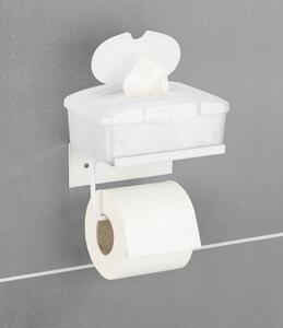 Biely samodržiaci kovový držiak na toaletný papier s poličkou Desulo – Wenko