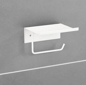 Biely samodržiaci kovový držiak na toaletný papier s poličkou Desulo – Wenko