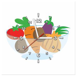 Obraz s hodinami Miska so zeleninou Rozmery: 30 x 30 cm