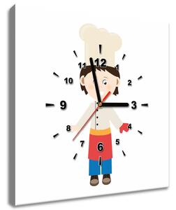 Obraz s hodinami Malý kuchár Rozmery: 40 x 40 cm