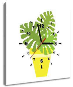 Obraz s hodinami Rastlinka v črepníku Rozmery: 40 x 40 cm