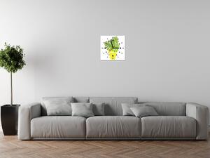 Obraz s hodinami Rastlinka v črepníku Rozmery: 40 x 40 cm