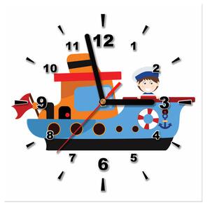 Obraz s hodinami Rybárska loďka Rozmery: 40 x 40 cm