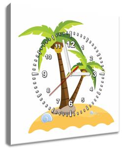 Obraz s hodinami Ostrovček s dvoma palmami Rozmery: 30 x 30 cm