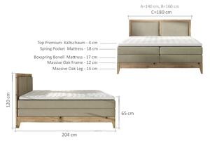 Luxusná box spring posteľ Belezza 160x200, sivá - AKCIA