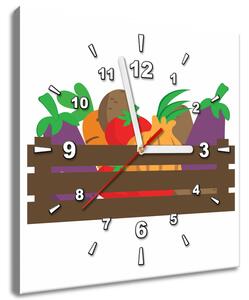 Obraz s hodinami Bednička so zeleninou Rozmery: 40 x 40 cm
