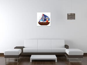 Obraz s hodinami Na malej loďke Rozmery: 40 x 40 cm